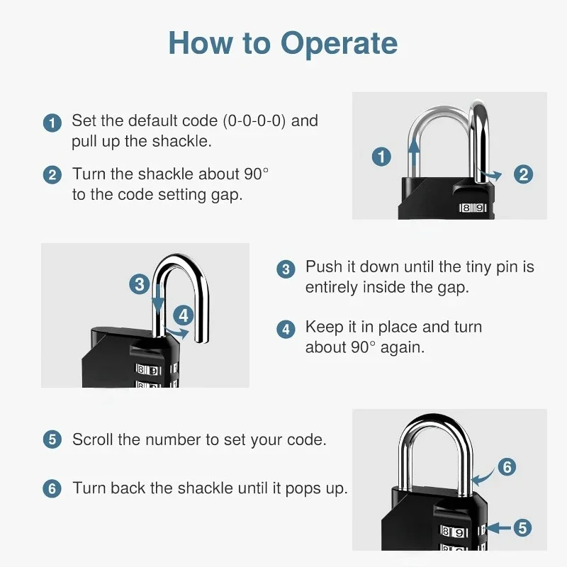 Combination Lock 4 Digit Locker Lock Outdoor Waterproof Padlock for School Gym Locker, Sports Locker