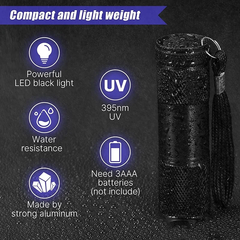 UV Flashlight UV Light linterna Torch 12 LED Ultraviolet Detector For Dog/Cat/Pet Urine Scorpion Bed Bug On Carpets/Rugs/Floor