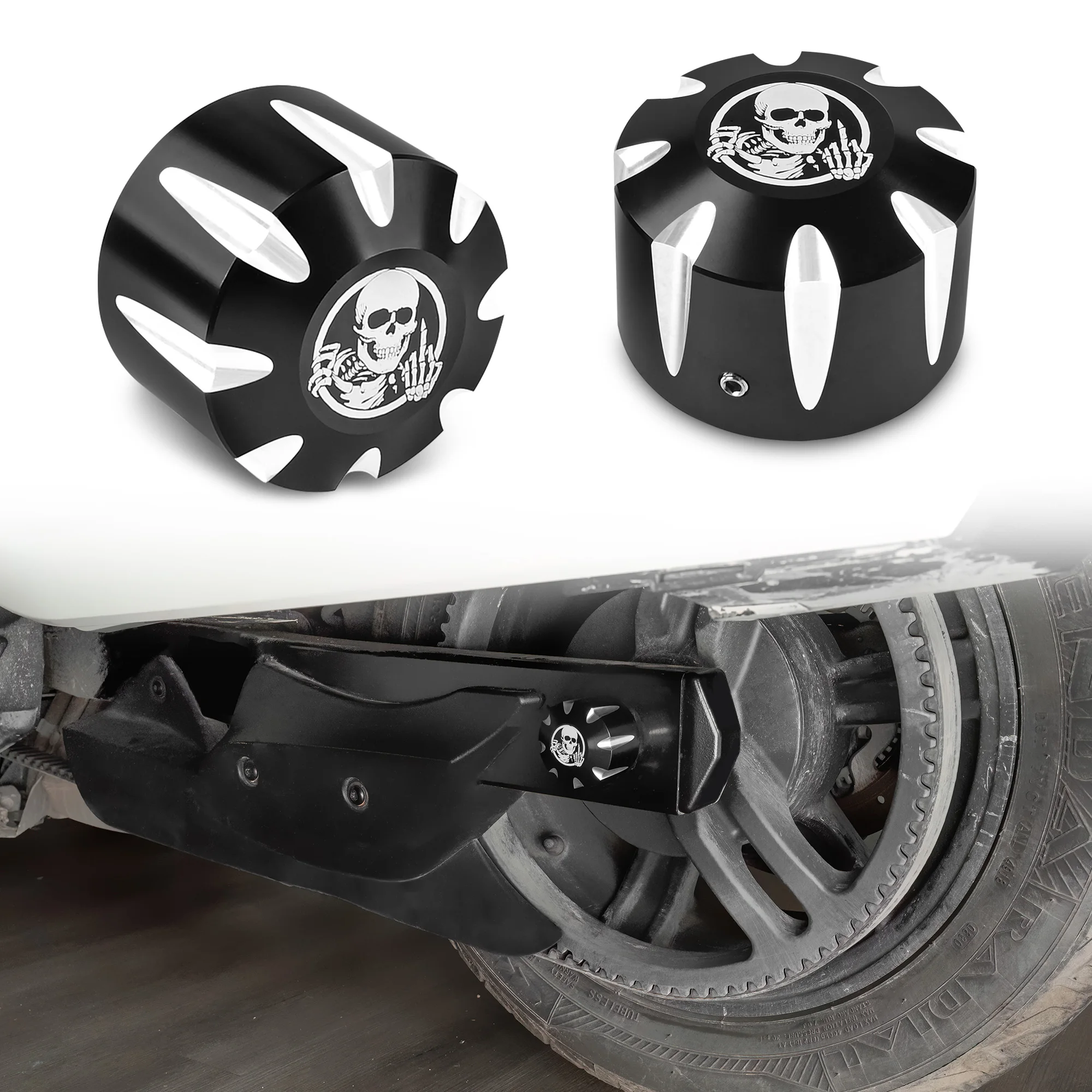 Rear Axle Nut Covers 3D Skull Pattern CNC Aluminum Axle Caps for Can-AM Spyder GS RS RT ST F3 2008-2024