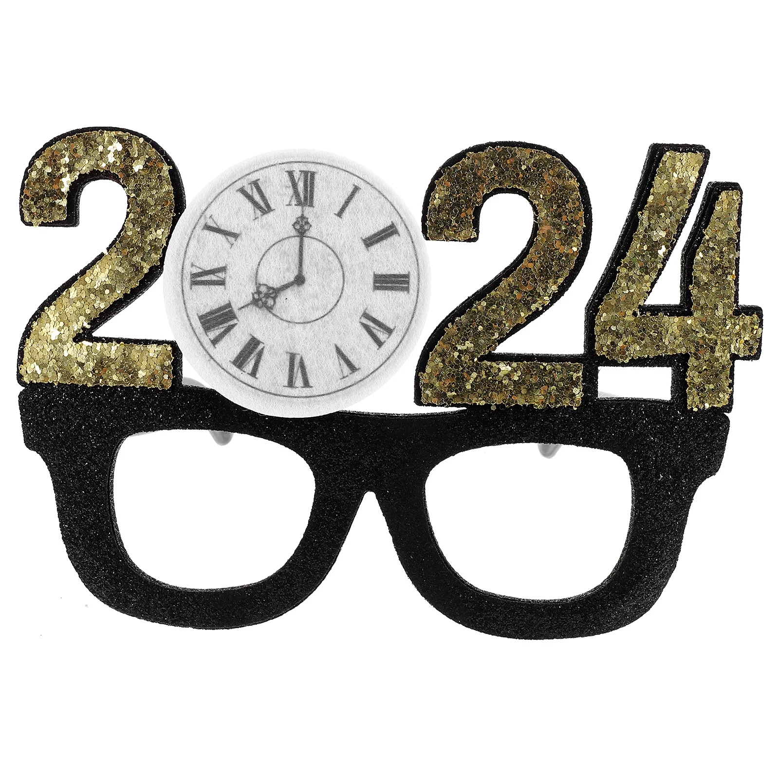 

2024 New Year Party Glasses Funny Sunglasses Eyewear Unique Design Photo Props Lightweight Reusable Non-Woven Material