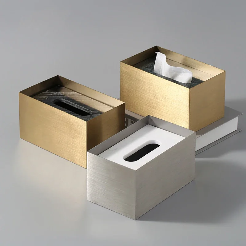 

Golden Stainless Steel and Natural Marble Tissue Box Holder for Bathroom Toilet Living Room Bedroom Luxury Bathroom Accessories