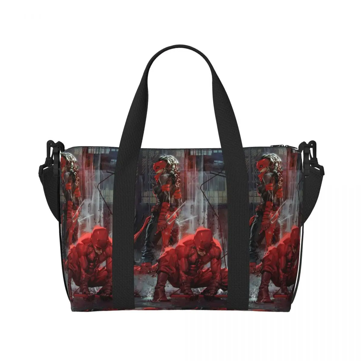 Custom Elektra & Daredevil Grocery Shopping Tote Bag Women Large Capacity Gym Beach Travel Bags