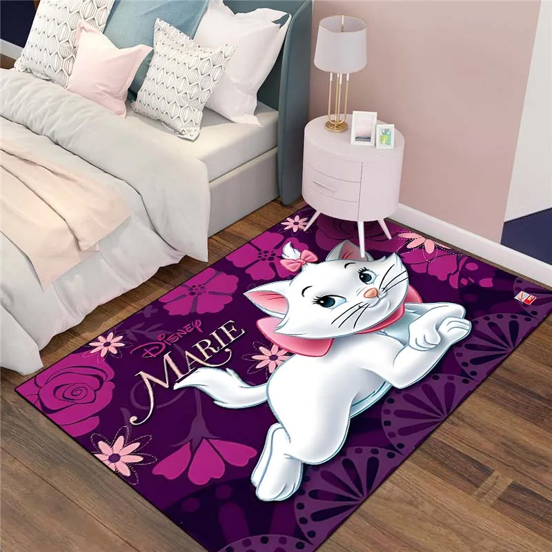 15 Sizes Disney Cat Marie Pattern Carpet for Bedroom Floor Mat Decor Living Room Cartoon Rug Girl Room Pink Room Decor Area Rug