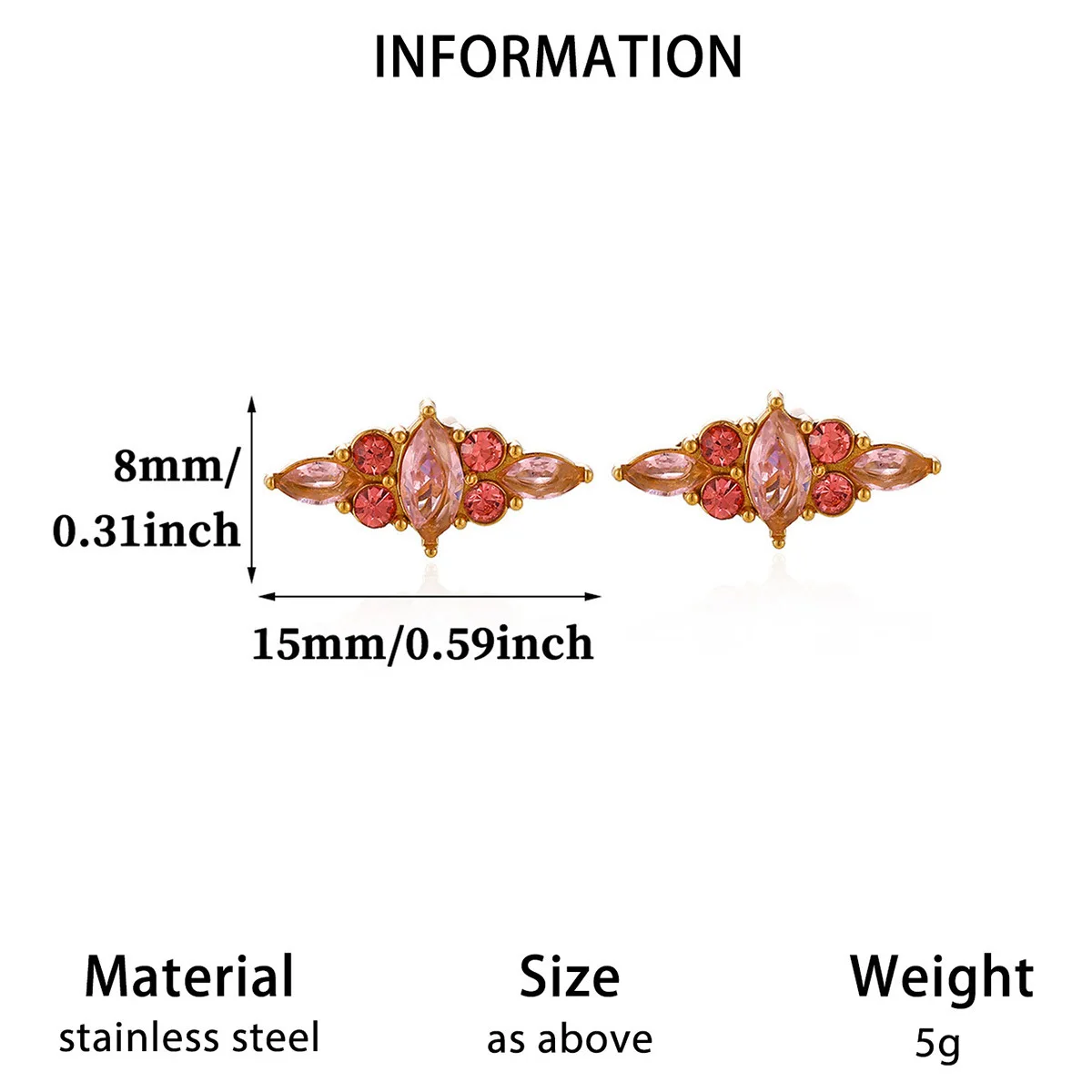 DIEYURO Stainless Steel Luxury Pink Rhombus Zirconia Montage Stud Earrings for Women Trend Sparkling Statement Ear Jewelry Gift