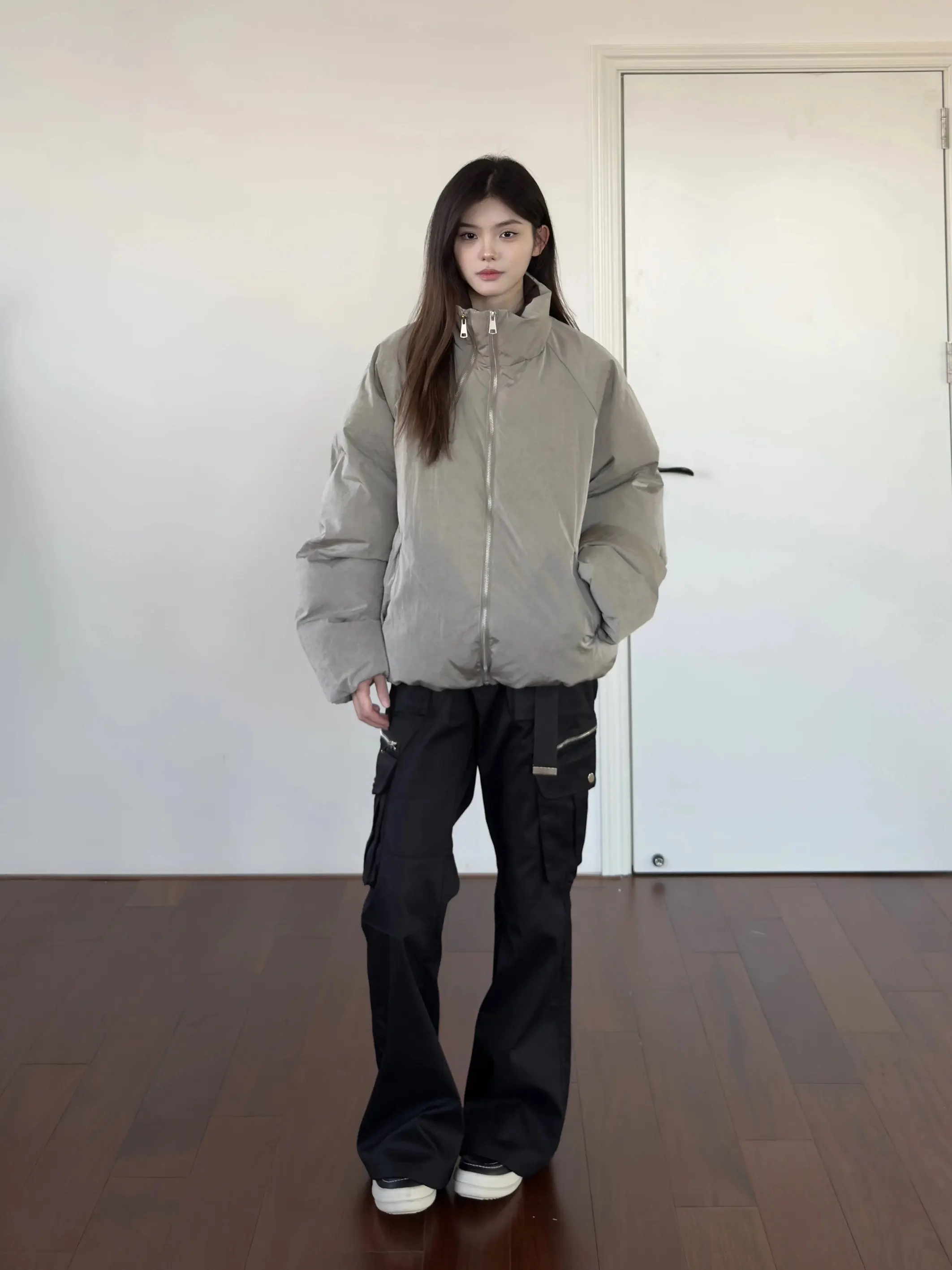 American Retro Deconstructed Double Zipper Thiened Texture Cotton Jaet Herren Damen Winter Vielseitig Casual Warm Cotton...