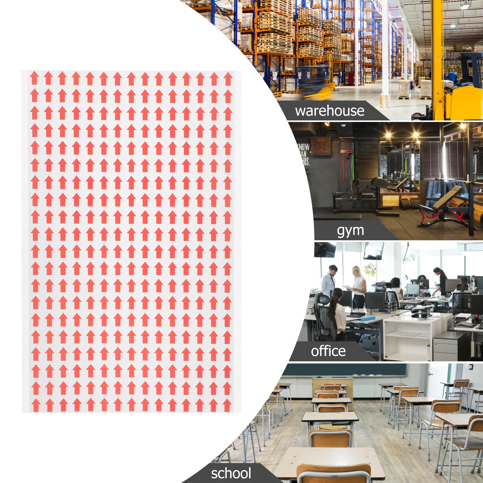 Arrow Stickers Red Directional Floor Marking For Office Safety Adhesive Decals Directions Indication