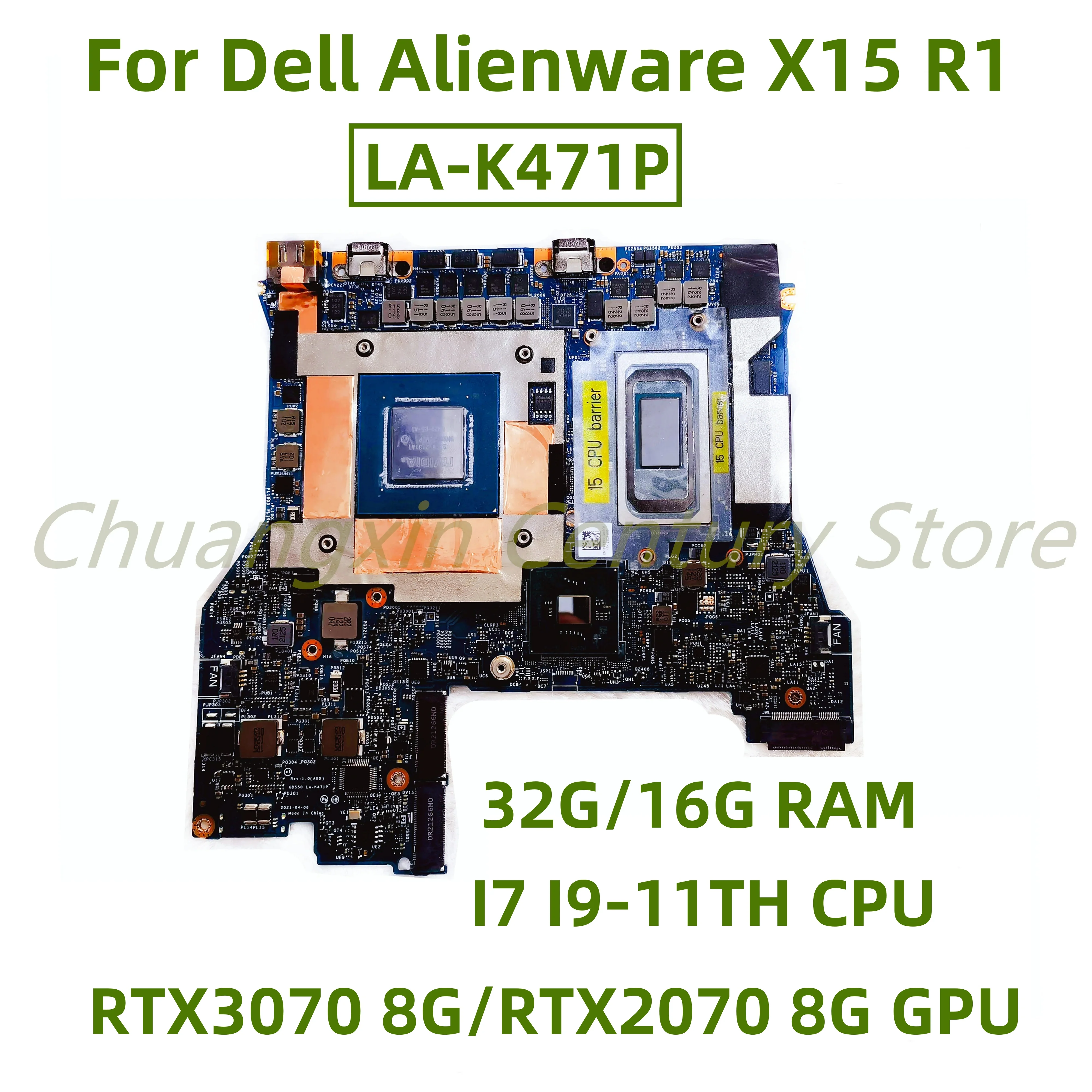 LA-K471P motherboard for Dell Alienware X15 R1 laptop with I7 I9-11TH CPU 16G/32G RAM RTX3070 8G/RTX2070 8G GPU 100% Tested