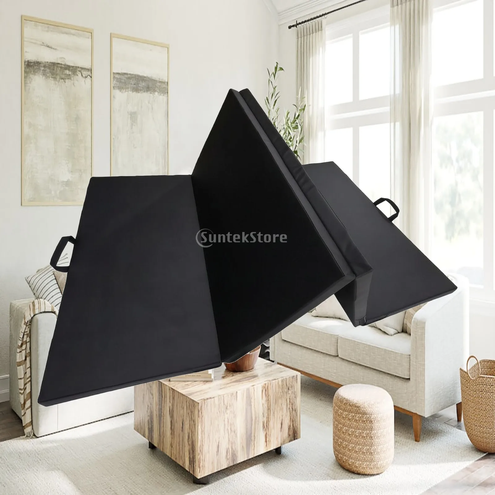 Foldable Exercise Mat 5cm Cushion PVC Leather Fitness Pad for Home Yoga Dance Gymnastics Strength Training Portable Floor Mat