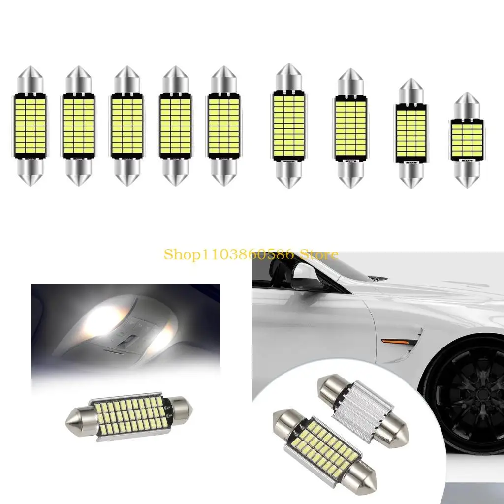 242A Interior Vehicle Festoon LED Lamps 12V, 5 Pack Car Cabin Reading Trunk Replacement Bulbs with Metal Body Design