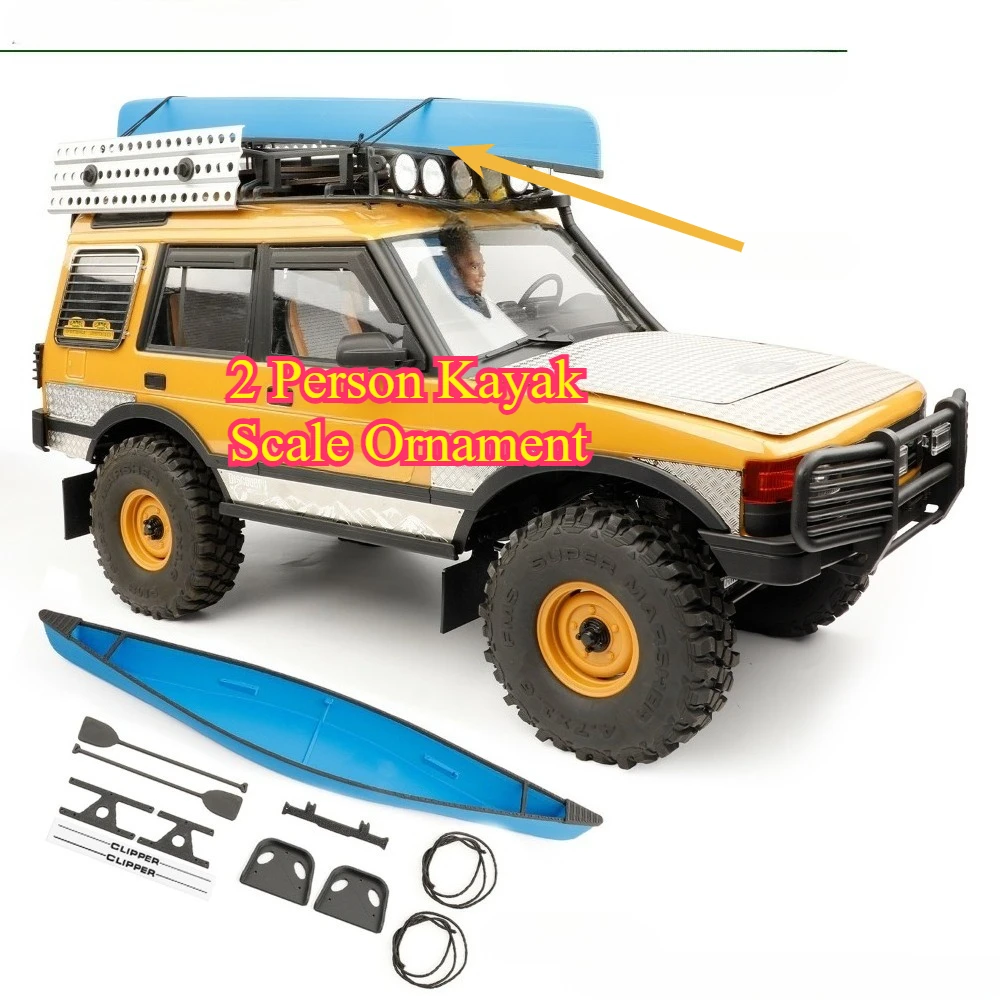 RC Crawler Upgrade 2 Person Kayak Canoe Wooden Boat Roof Decor Parts Scale Ornament For TRX4 1/10 1/8 custom-size Accessories
