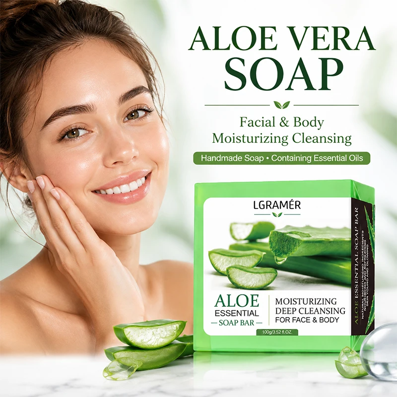 Hand Made Aloe Essential Soap Body Cleaning Lightening Dark Underarm Leg Body Cleansers Brightening Face Soap Tender Skin Care