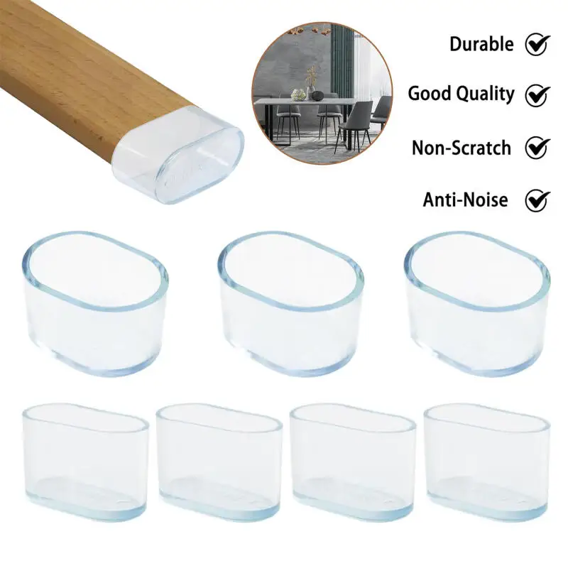 4~20pcs Silicone Chair Leg Cap Oval Covers Furniture Table Feet Floor Protectors Furniture Cups Home Accessories And Partss