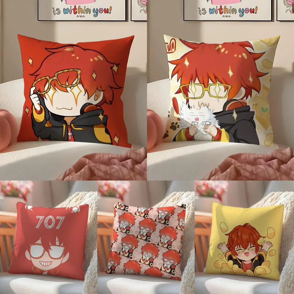 Hot Game M-Mystic Messenger 707 Cushion Cover Pillowcase Short Plush Invisible zipper Room Sofa Cushion Cover