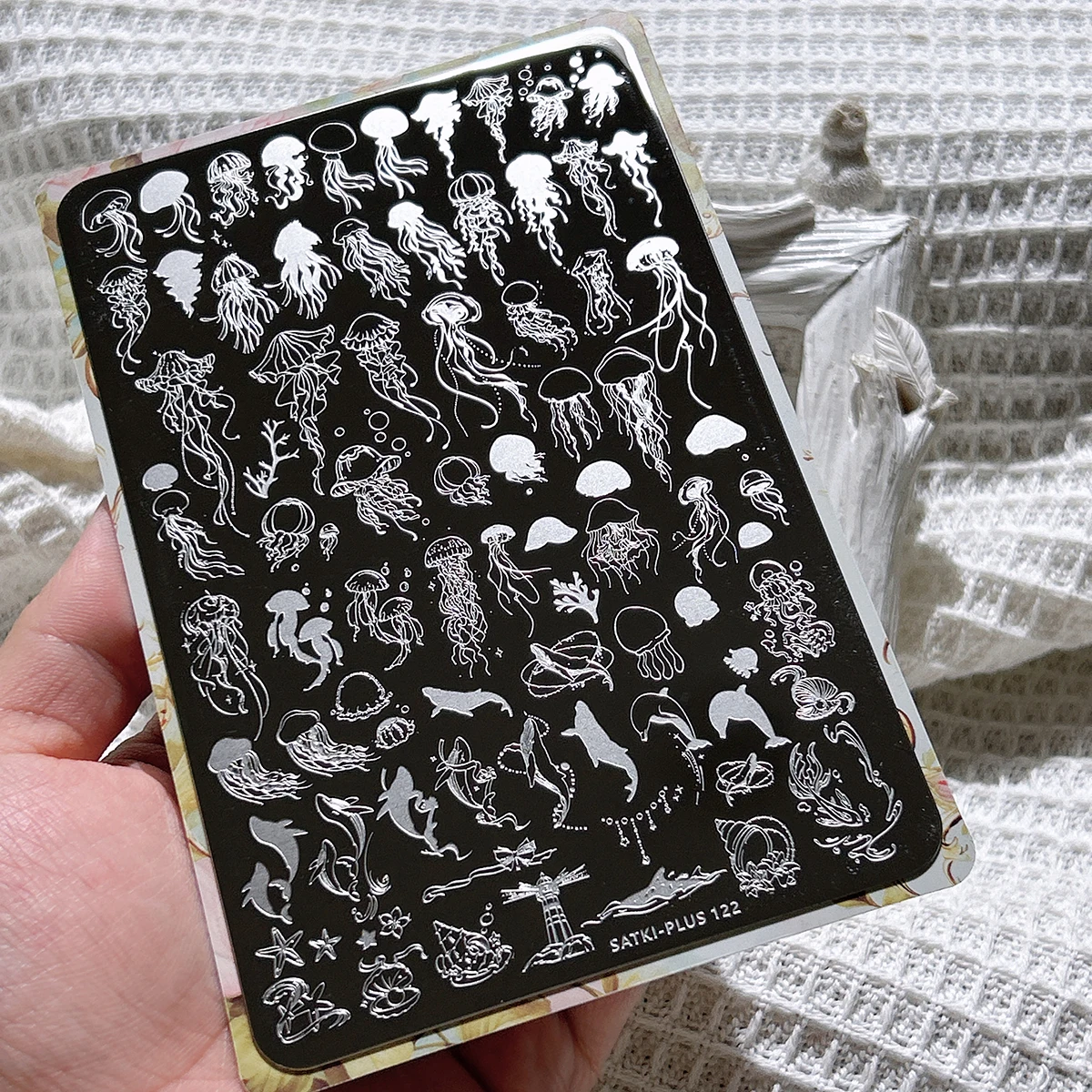 

Nail Art Stamping Plate Stamping Steel Plate Beginner-Friendly No-Painting Nail Decoration Template Dreamy Jellyfish Ocean Style Nail Art Steel Plate Cartoon Cute Purple Coral Seahorse Print Pattern Nail Polish Mold Nail Stamping Template Technology Chang