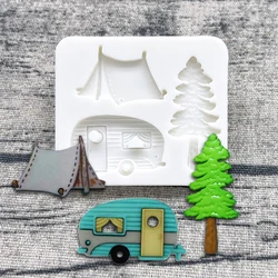Tent Motor Home Camp Silicone Sugarcraft Mold Resin Tools Cupcake Baking Mould Fondant Cake Decorating Tools