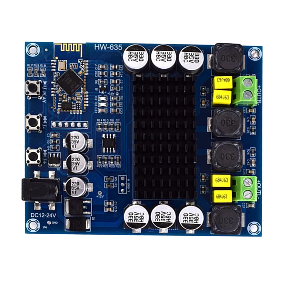 XH-M548 120W Digital Power Amplifier Board TPA3116D2 Digital Power Audio Amplifier Board Bluetooth-compatible DC12-24V