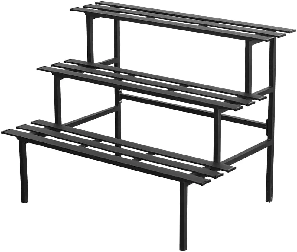 Metal Plant Stand, Multipurpose Aluminum Flower Pot Holder Display Rack, Multi Tiered Indoor And Outdoor Planter Storage Organizer Shelf, Rust Resistant Modern Garden Accent Furniture, Black