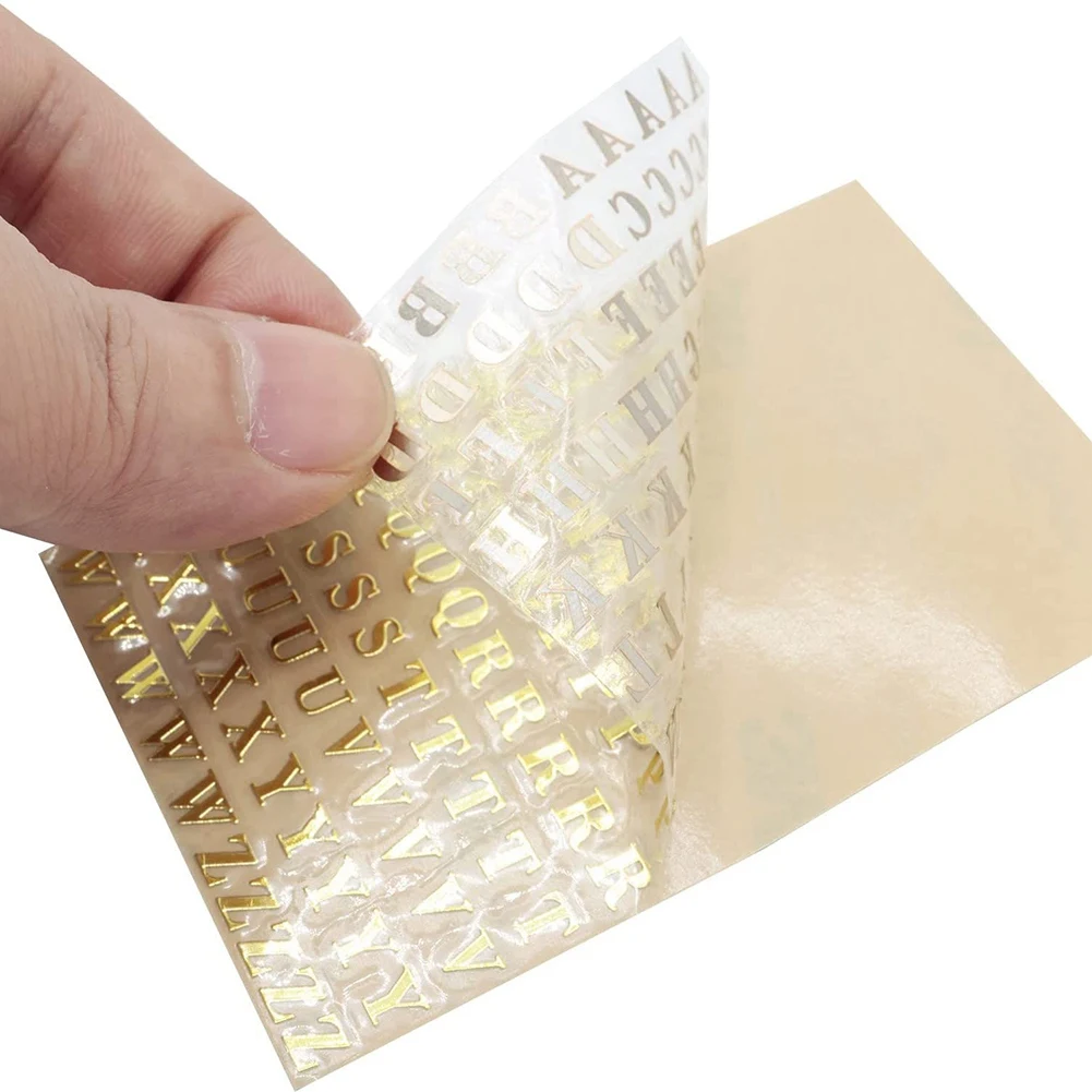 ABLG & 6 Sheets Small 0.18 Inch Alphabet Number Stickers Glitter Alloy Self Adhesive Letters Stickers Gold/Silver (4.5mm)