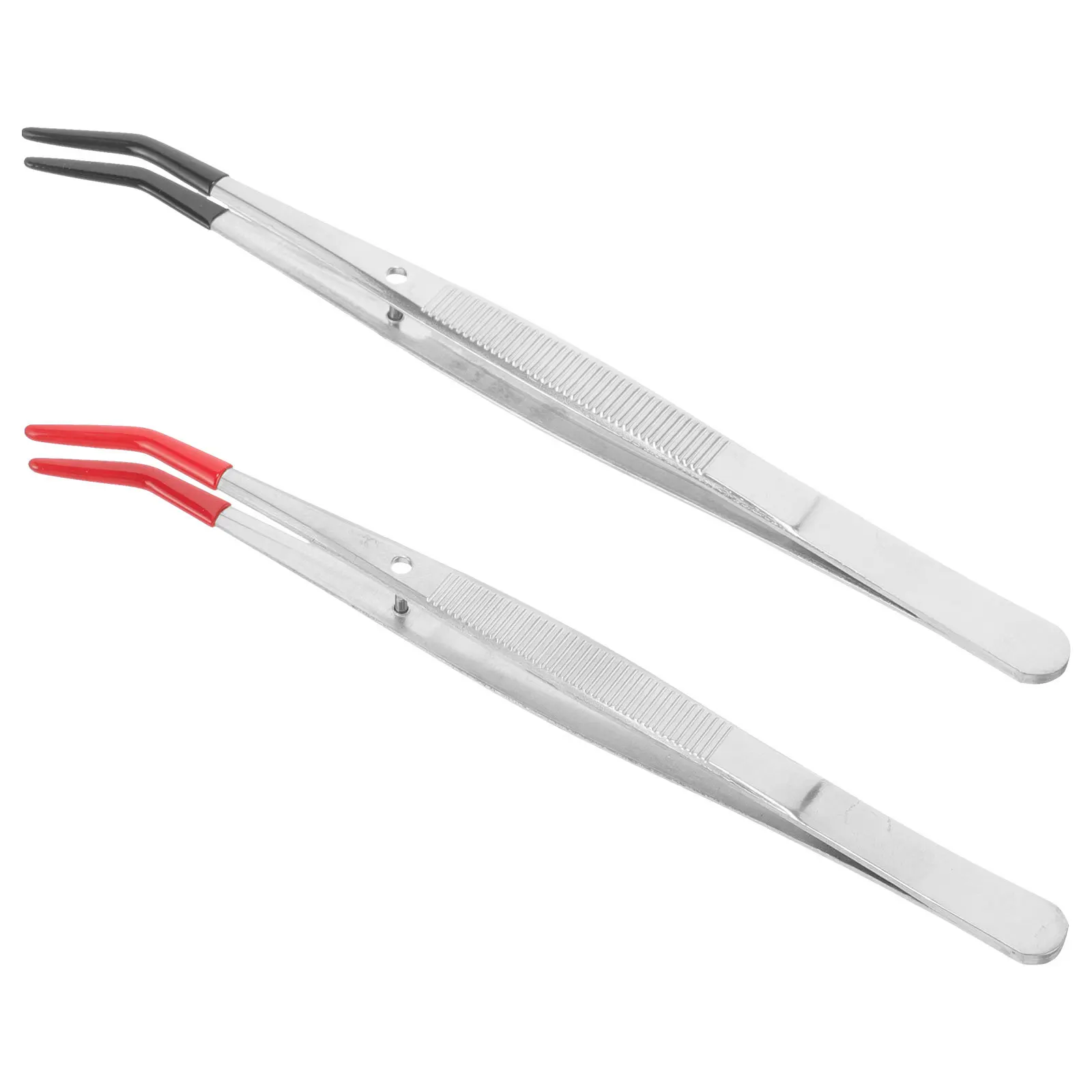 2Pcs Stamp Tweezers Stainless Steel Lightweight Ergonomic Crafting Eyelash Applicator Tweezers for Stamps Coins Jewelry