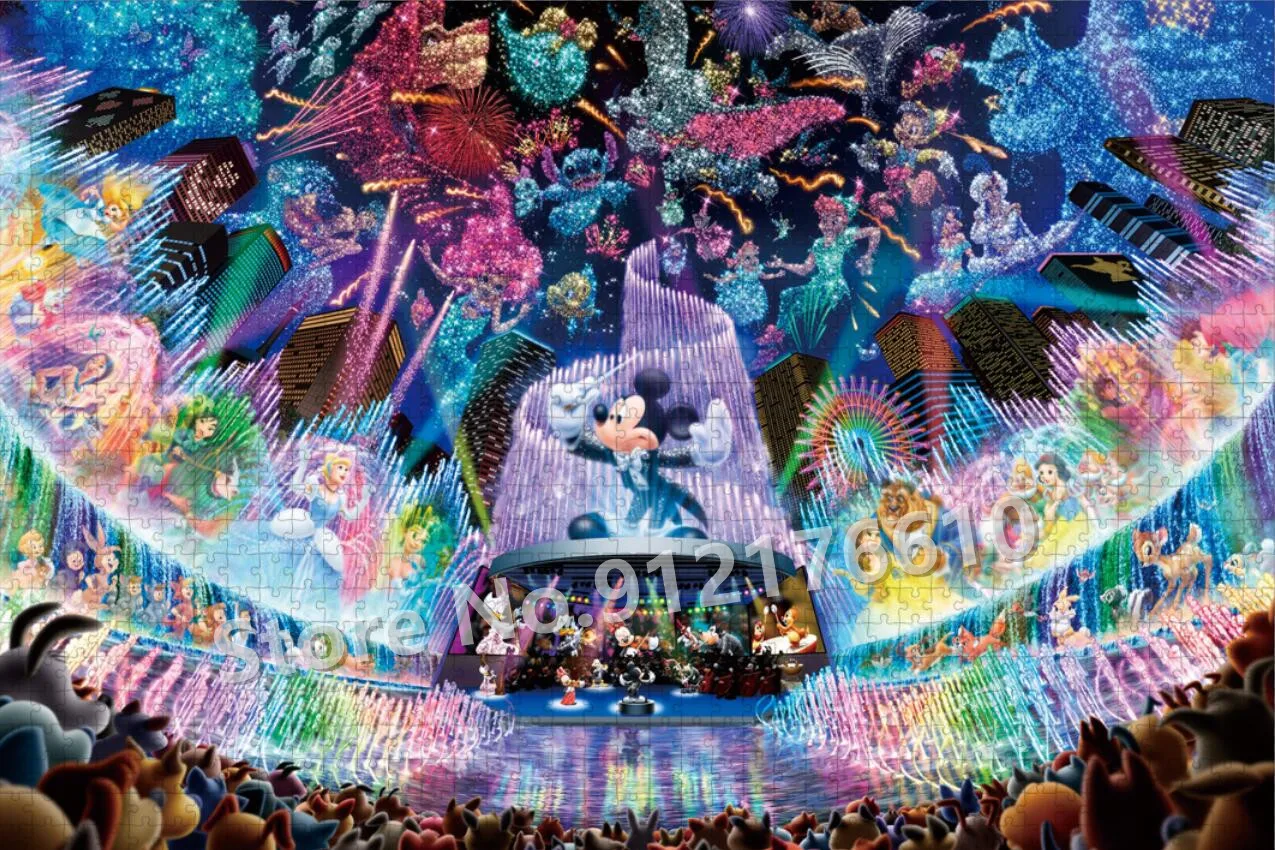 Puzzle de Concert Mickey Wonderland, puzzle de fête princesse Disney en bois, décompression éducative, jeu familial, jouets cadeaux