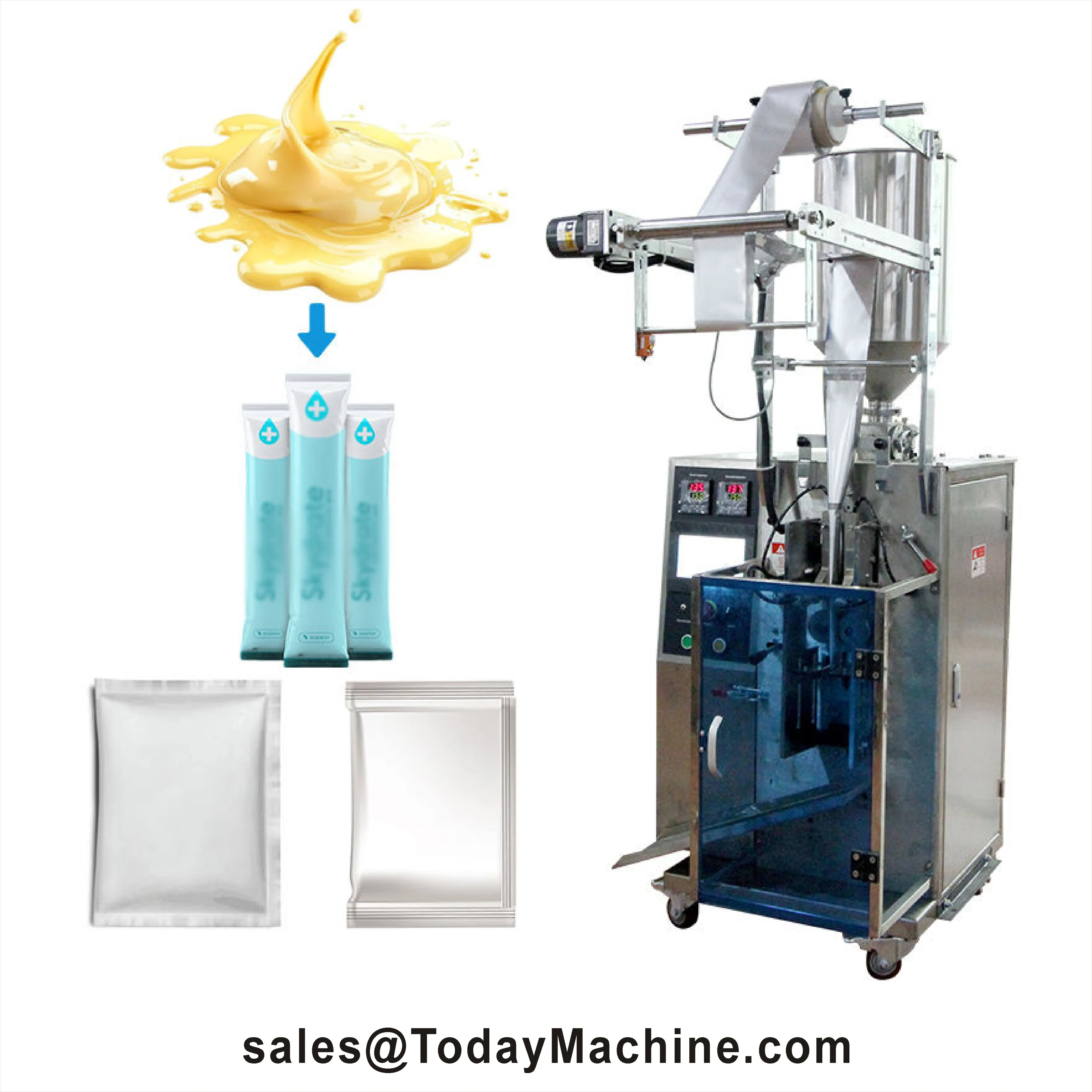 Automatic Stick Weighing Wrapping Filling Sealing Packing Machine for Syrup Paste Liquid Honey Sachet Bags