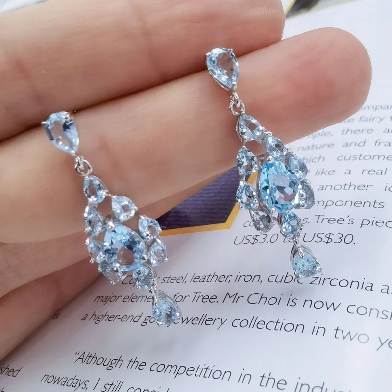 SACE GEMS orecchini di gioielli di moda per le donne 925 Sterling Silver Sky Blue Topaz Eardrop Wedding Party Fine Jewelry Holiday Gift