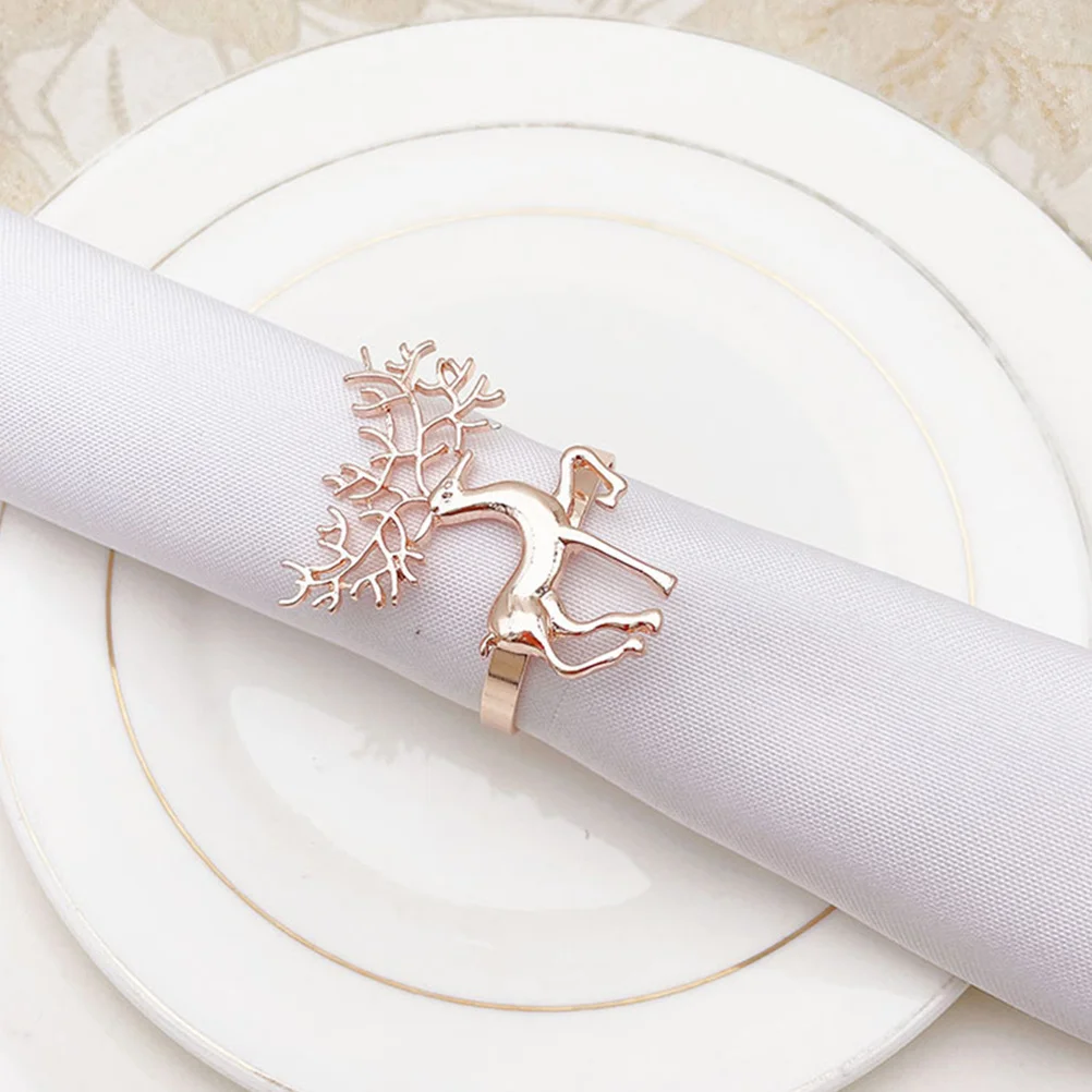 

6Pcs Alloy Christmas Napkin Rings Deer Shape Festive Napkin Holder Rings Party Table Decor Towel Buckle Christmas Towel Buckle