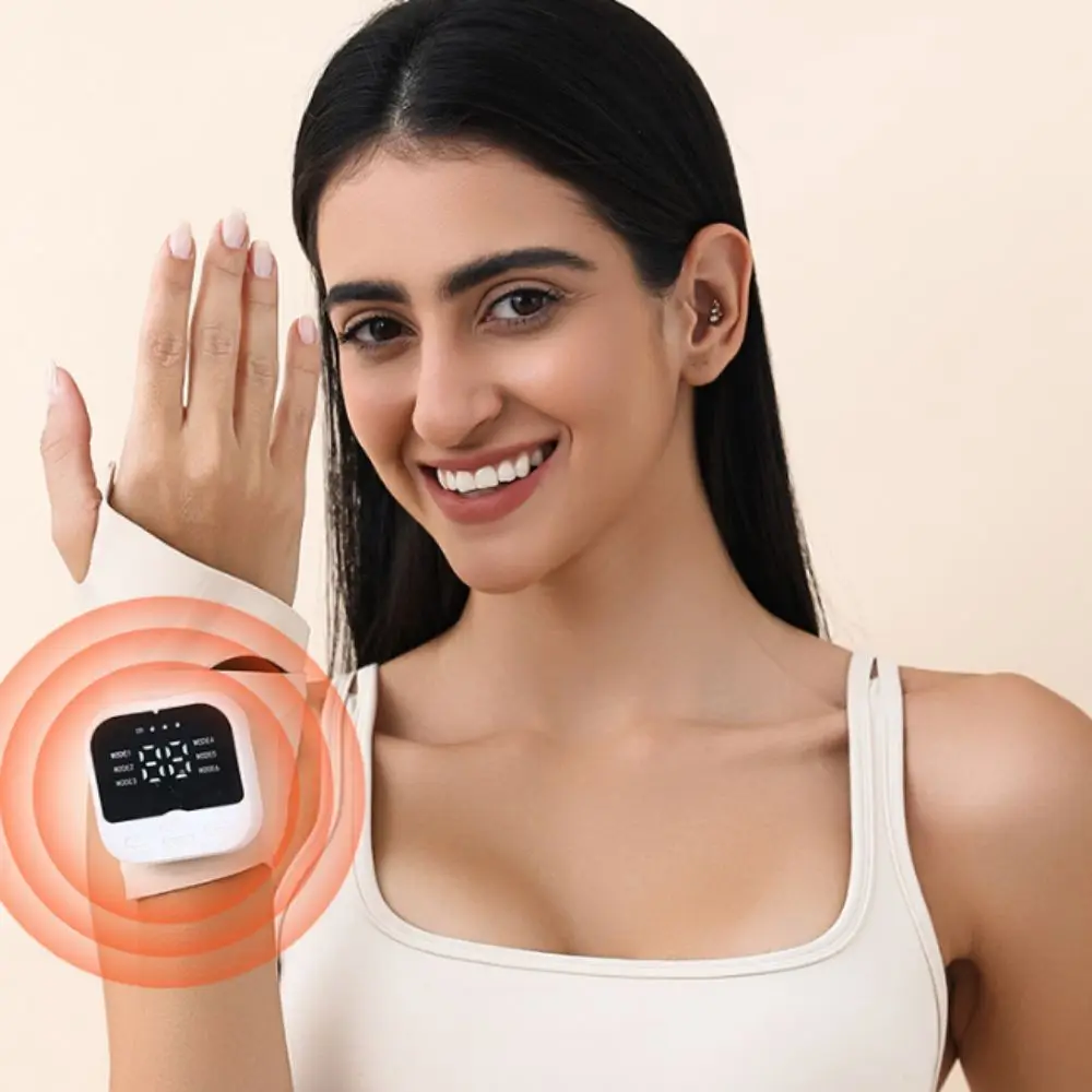 Cordless Rechargeable Wrist Massager 29 Levels 10 Modes EMS Microcurrent Massager Vibration Massage Adjustable Strap