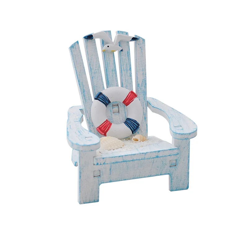 Pine Mediterranean Style Mini Beach Chair Decoration Children's Room Ocean Style Desktop Small Box Decoration Shooting Props