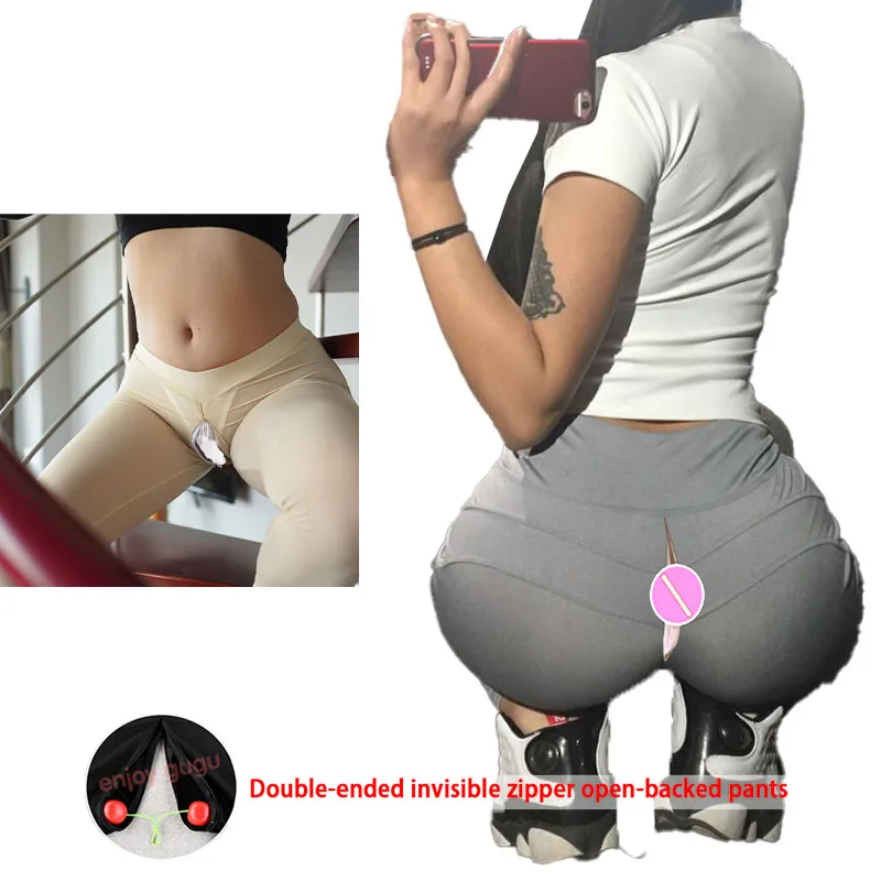 

Exotic Hotpants Open Crotch High Waist Push Up Leggings Peach Hip Yoga Pants Seamless Legging Women Sport Jogger Fitnes Trousers