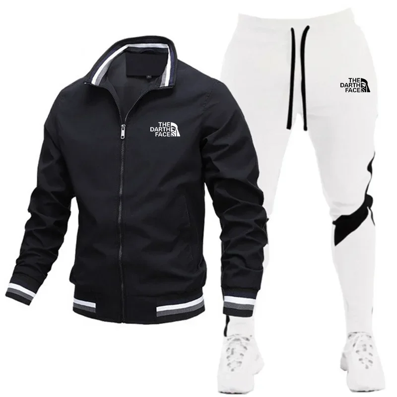 2024 New Men\'s Sportswear Set, Sweatshirt And Sweatshirt, Zipper, Stand Up Collar, Sportswear, Running, Fitness Pants