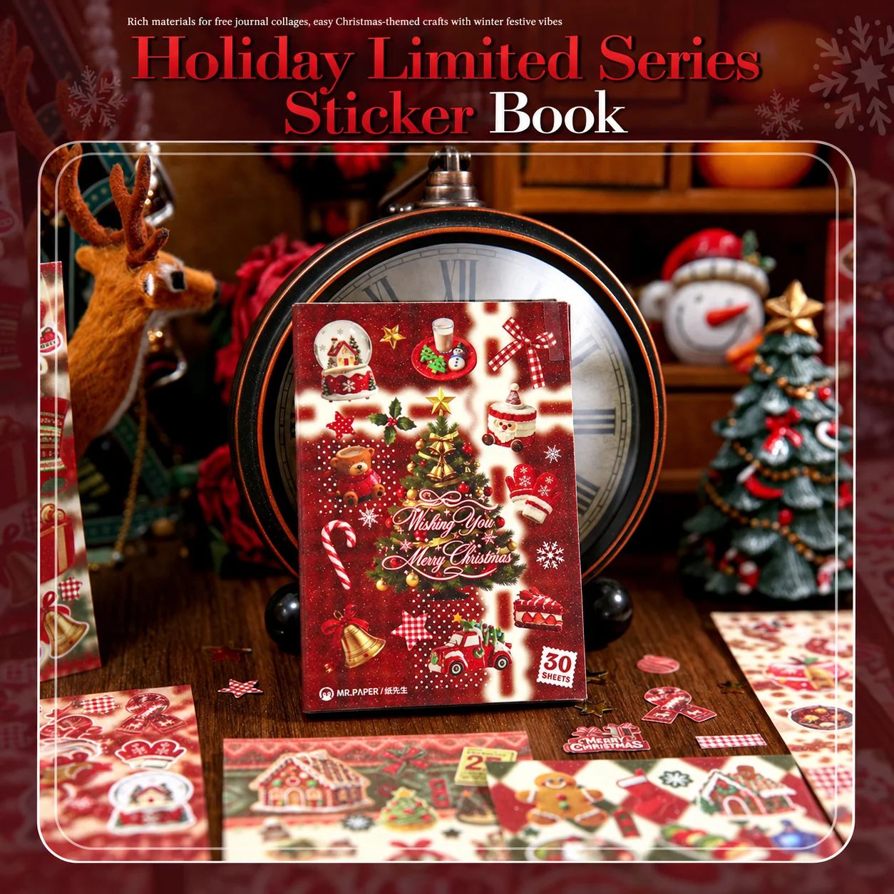 Nordic Stickers Christmas Christmas Decorative Stickers Holiday Decoration Stickers Limited Edition For Scrapbook Creation Diy