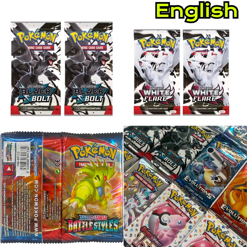 

Top Sale 4 Packs (40 Pcs) Pokemon Card English Black Bolt White Flare SUN&MOON Battle Transaction Game Cards Perfect Boys Gift