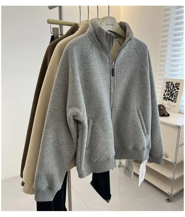 Fleece Sweatshirt No Hat Womens Heavyweight Winter Plush Corduroy Handcrafted Raglan Star-Shaped Laceup O Neckz Girls' Flocking