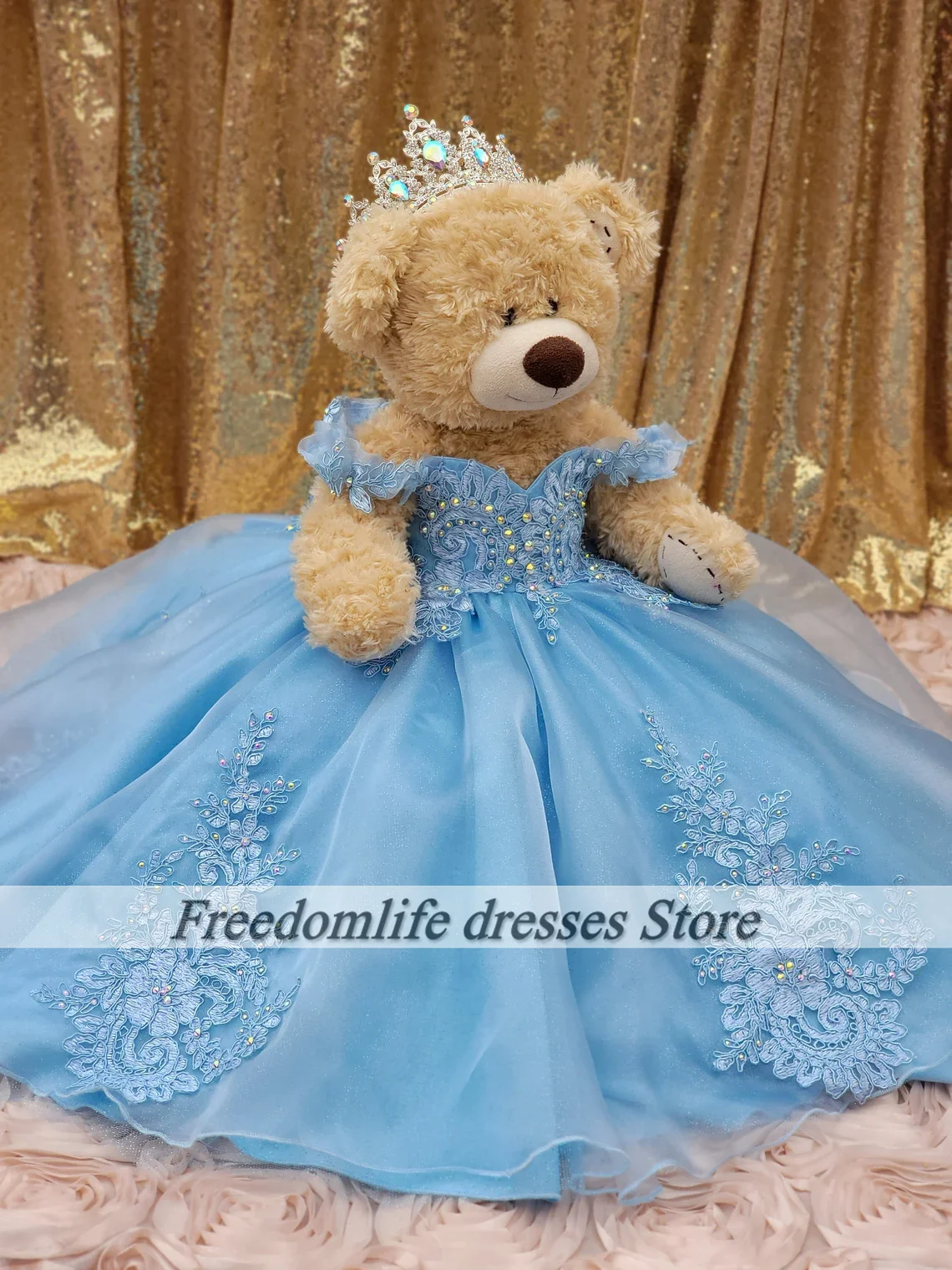 Custom Made Teddy Bears Quince Dress Special Link Dolls Quince vestidos de 15 años