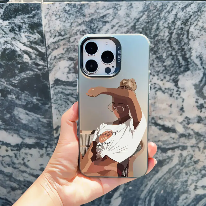 Mädchenmuster Handyhülle für iPhone 17 16 14 15 Plus Pro Max 11 12 13 Pro Max 13 Mini Stoßfeste Laser-Mode Rückseiten-Cover – Detail 11
