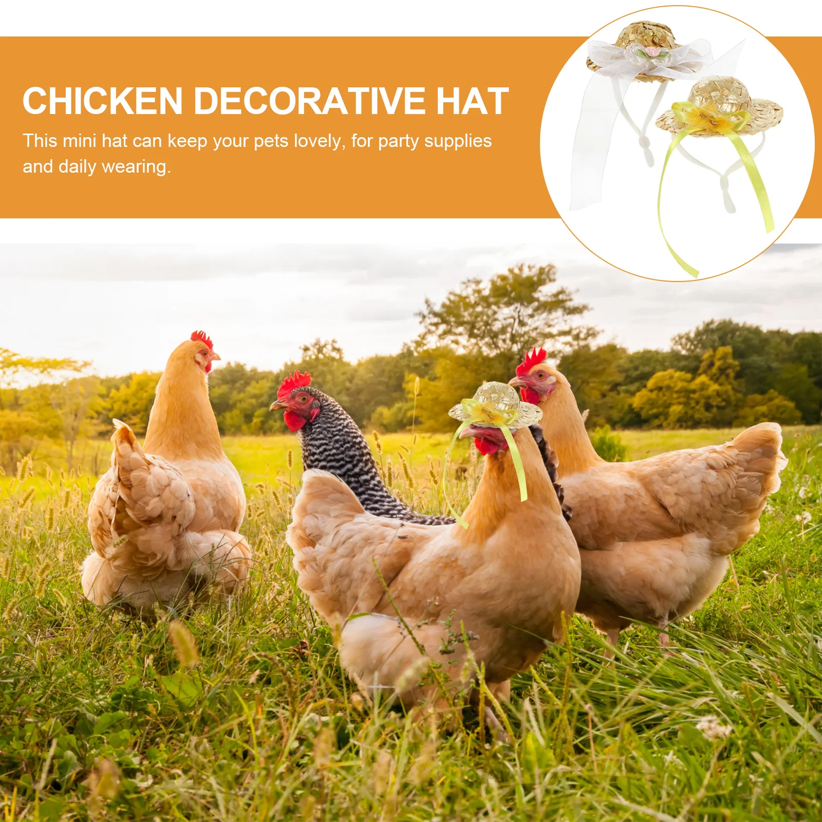 

2Pcs Mini Adjustable Chicken Hats Cloth Decorative Hen Accessories Portable Wear-Resistant Photo Prop Chicken Hats
