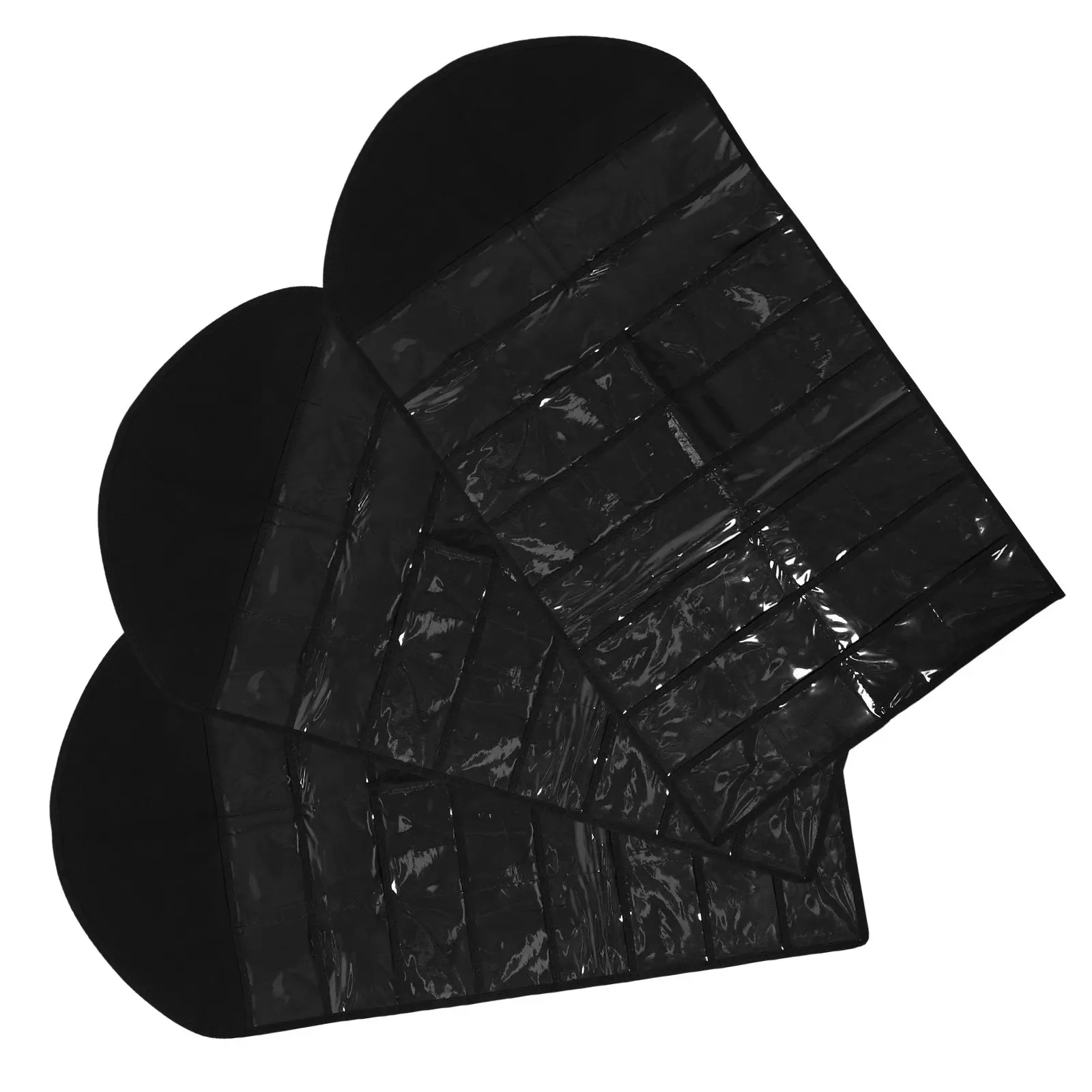 

3Pcs Hanging Jewelry Organizer Dual-Sided Bag 32 Clear Compartments 18 Hooks Closet Door Storage for Earrings Necklaces