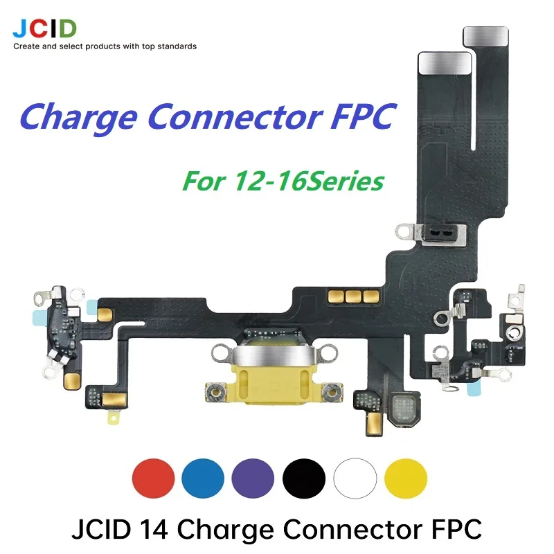 JCID OEM High Quality Charging Port Flex Black Cable Dock Charge Connector FPC Wholesale For iPhone 16 15 14 13 12 Pro Max Parts