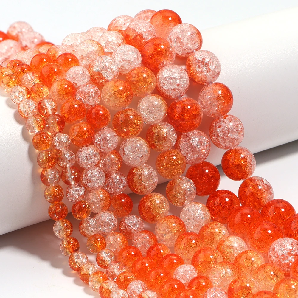 1 Strand White Orange Explosive Imitation Crystal Beads Round Crystal Loose Beads Necklace Bracelet Gift DIY Making Accessories