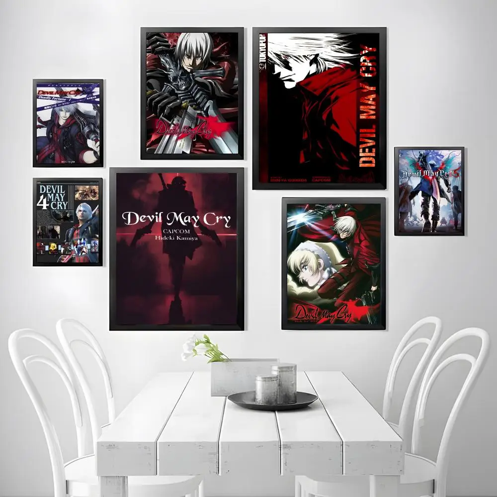 D-Devil May Cry-S Classic Classic Movie Poster HD art sticky wall waterproof home living room bar aesthetic decoration
