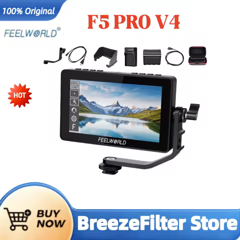 FEELWORLD F5 PRO V4 6 Inch Touch Screen 3D LUT DSLR Camera Field Monitor with F970 External Power Kit 4K HDMI Input Output