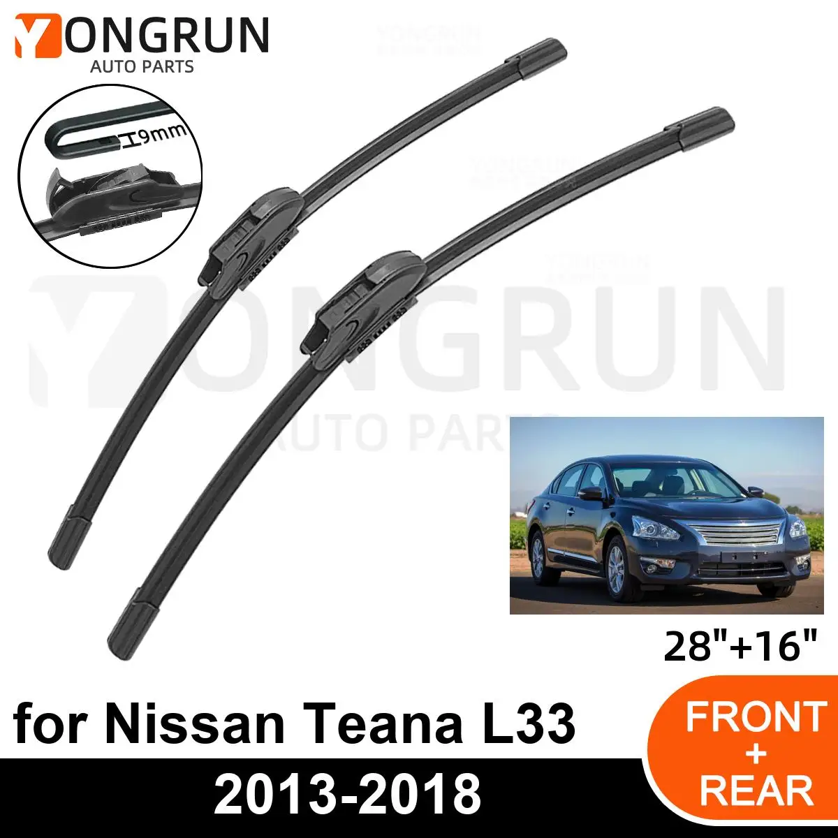 

Car Front Windshield Wipers For Nissan Teana L33 2013-2018 Wiper Blade Rubber 28"+16" Car Windshield Windscreen Accessories