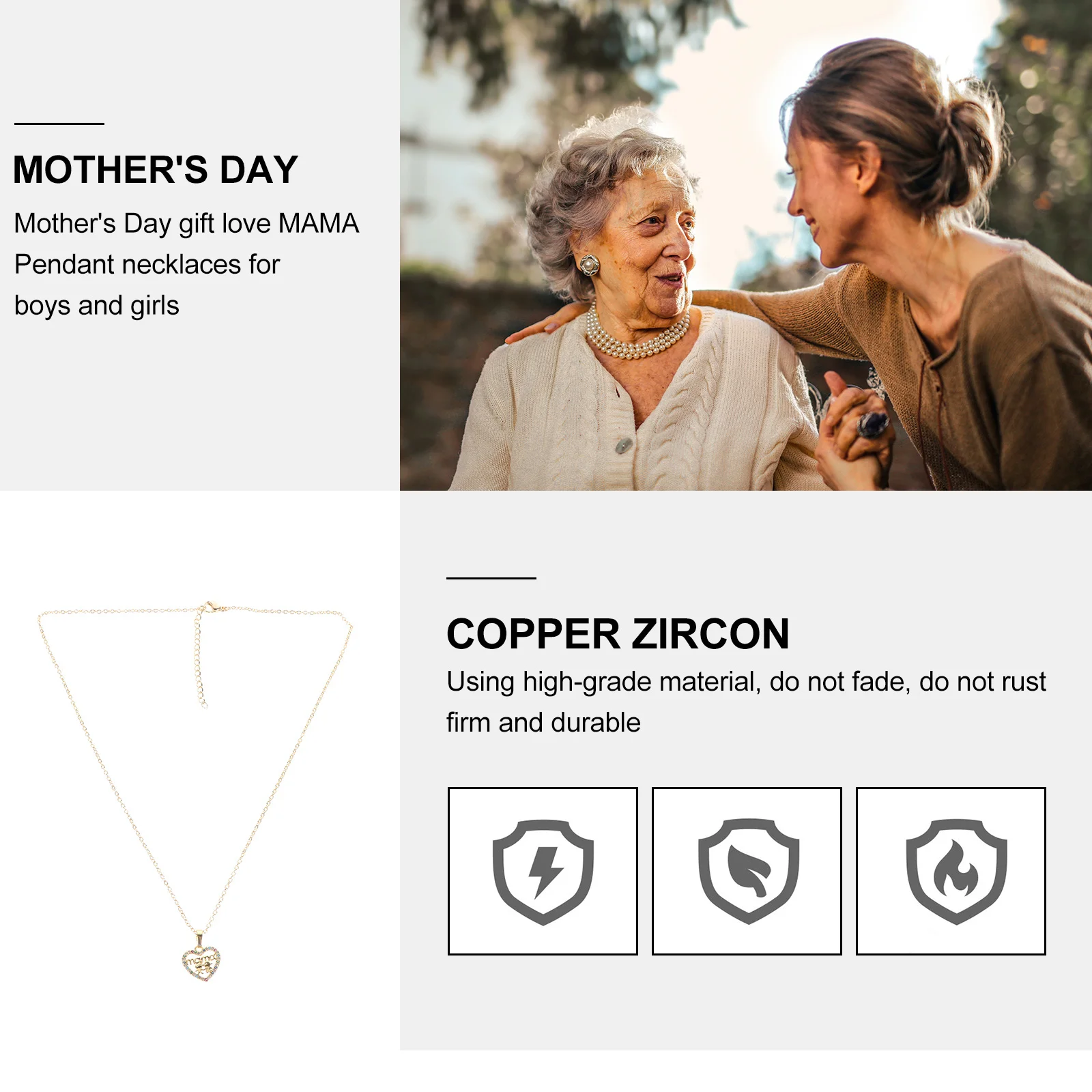 

Heart Pendant Necklace Copper Zircon Hollow Heart Necklace Adjustable Chain Elegant Gift for Mother's Day Women