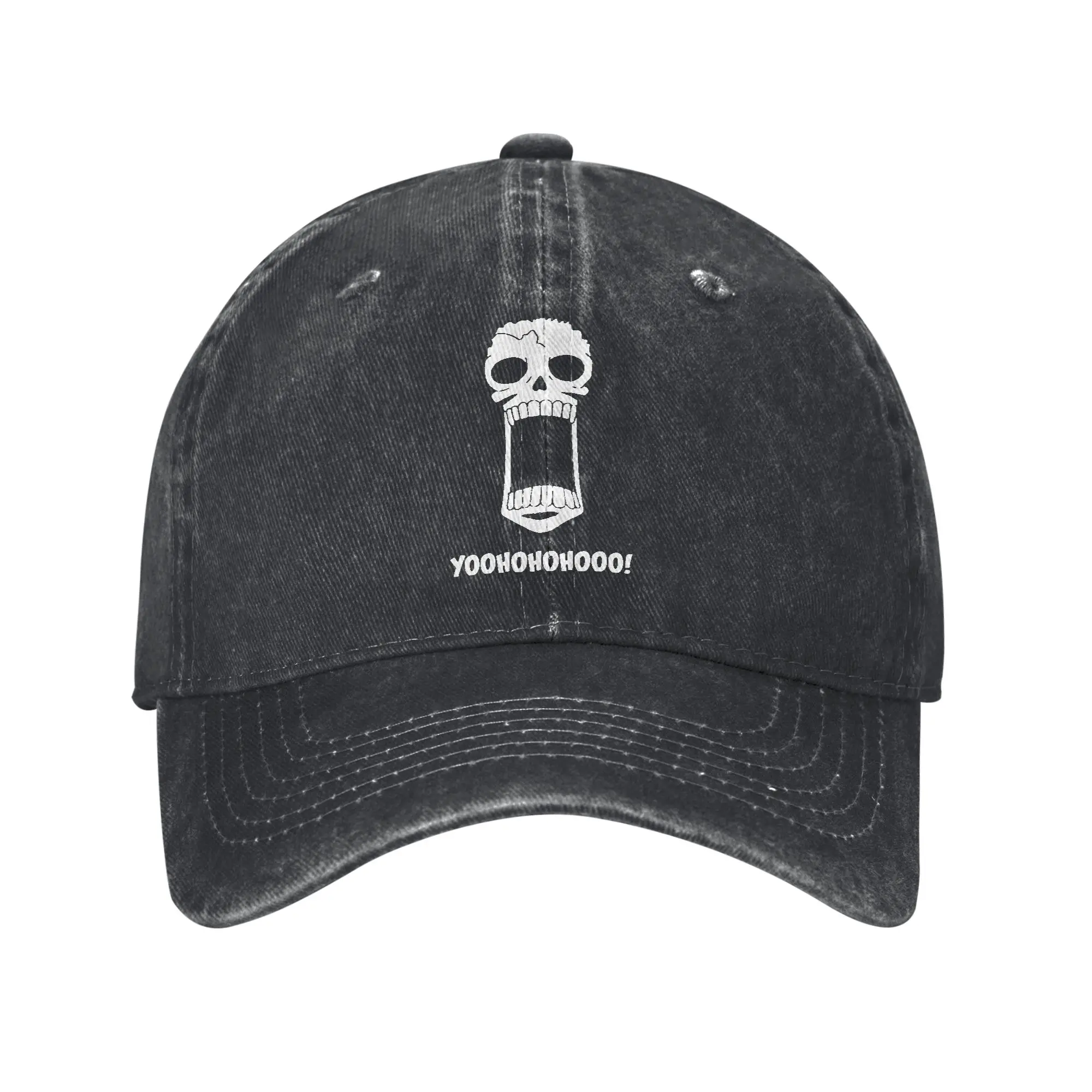 Brook Manga One Piece Anime Baseballkappen Vintage Distressed Denim Sonnenkappe für Männer Frauen Outdoor Workouts Passende Hüte Mützen