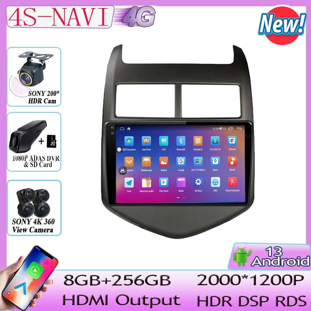 

7862 CPU Android 13 For Chevrolet Aveo 2 Sonic T300 2011-2015 Car Radio carplay multimedia player navigation No 2din DVD 5G WIFI