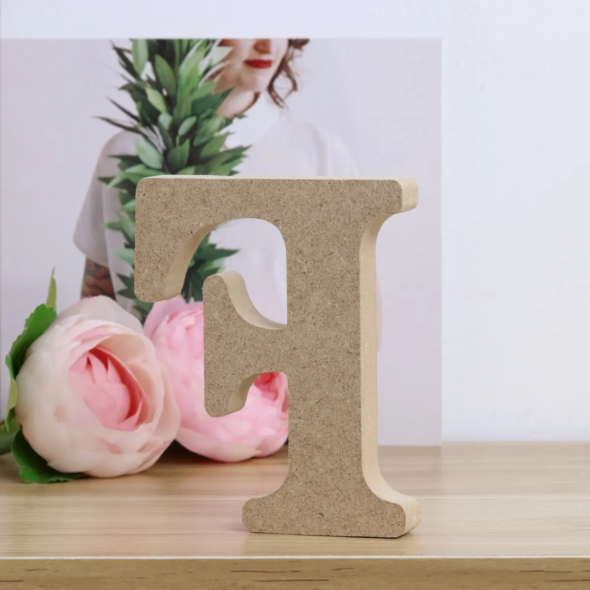 Wooden Alphabet Letters Pine Wood Texture Environmental Non Toxic Home Wall Garden Wedding Party Decoration Creative Letter