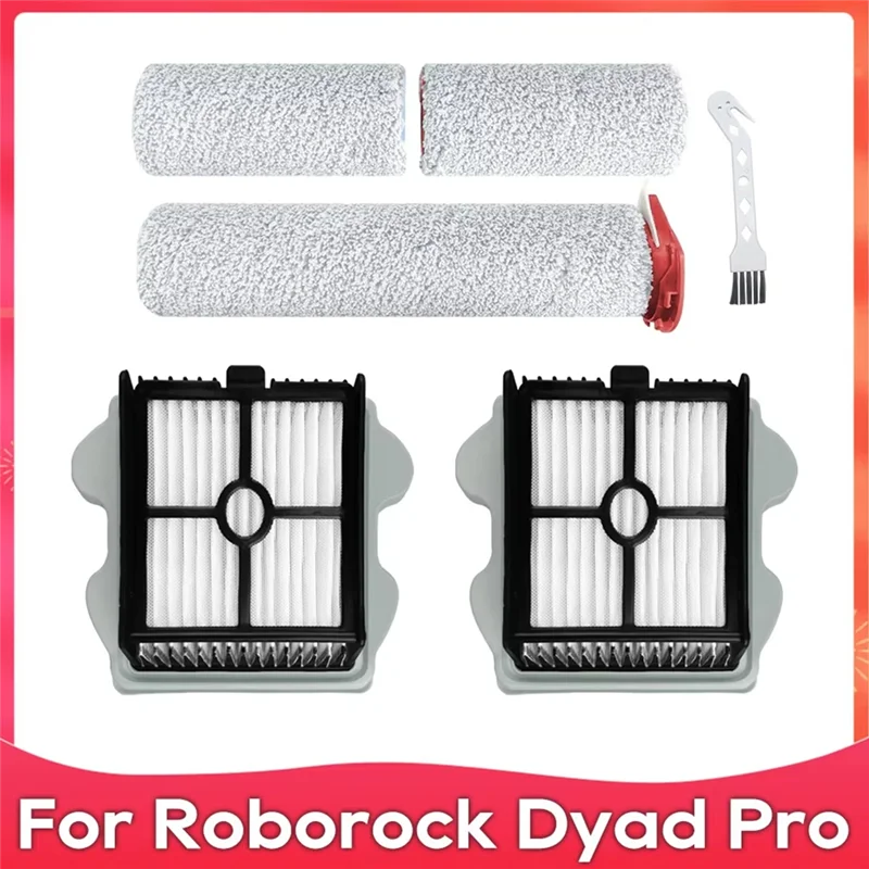 أسطوانة فرشاة ناعمة مع قطع غيار فلتر Hepa لسلسلة Roborock Dyad Pro وA10 Ultra