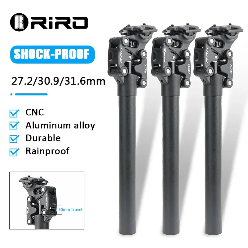 RIRO Mountain Bike Shock Absorber Seat Tube 27.2/30.9/31.6mm Ride Off-road Shock Absorber Bicycle Seatpost 350mm 28.6/30.0/30.4