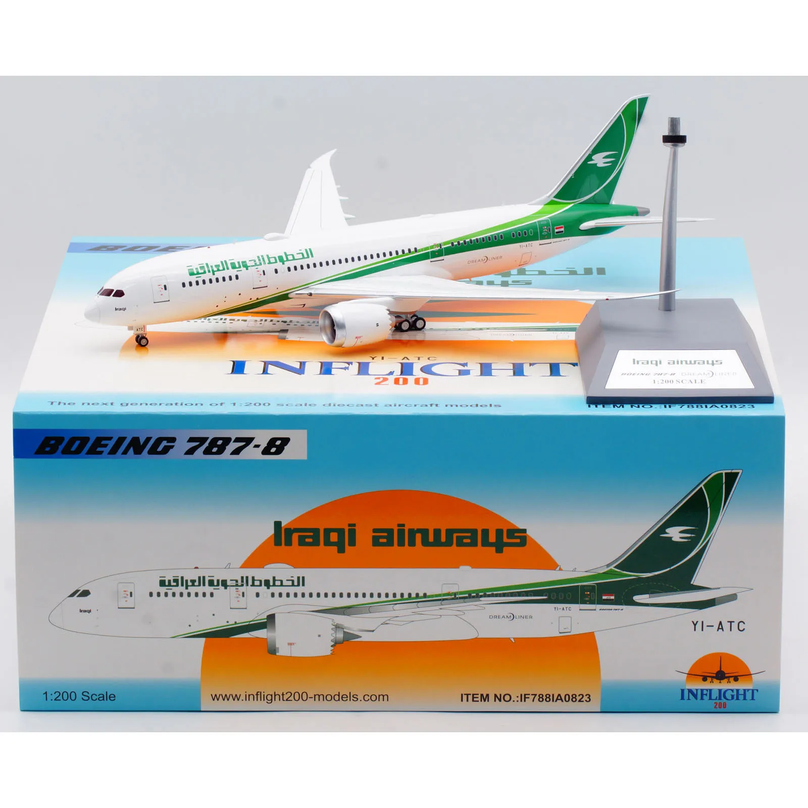 

IF788IA0823 Alloy Collectible Plane Gift INFLIGHT 1:200 Iraqi Airways Boeing B787-8 Diecast Aircraft Jet Model YI-ATC With Stand